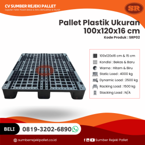 Pallet Plastik Bekas/Baru Ukuran 100x120x16 cm - SRP02