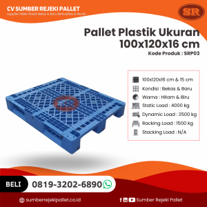 Pallet Plastik Bekas/Baru Ukuran 100x120x16 cm - SRP03