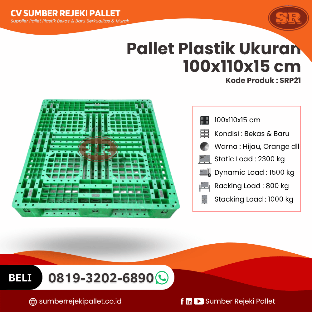 Pallet Plastik Bekas/Baru Ukuran 100x110x15 cm - SRP21