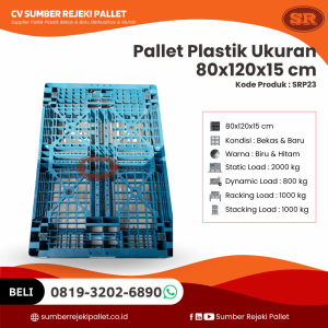 Pallet Plastik Bekas/Baru Ukuran 80x120x15 cm - SRP23