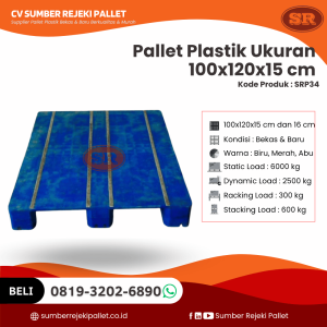 Pallet Plastik Bekas/Baru Ukuran 100x120x15 cm - SRP34