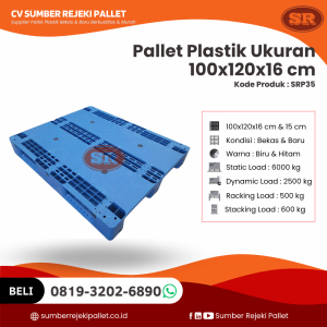 Pallet Plastik Bekas/Baru Ukuran 100x120x16 cm - SRP35
