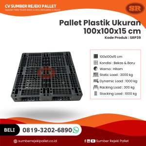 Pallet Plastik Bekas/Baru Ukuran 100x100x15 cm - SRP39