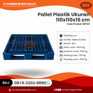 Pallet Plastik Bekas/Baru Ukuran 110x110x15 cm - SRP45