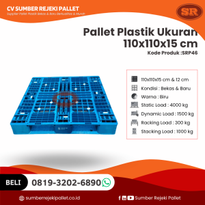 Pallet Plastik Bekas/Baru Ukuran 110x110x15 cm - SRP46