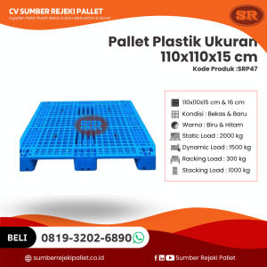 Pallet Plastik Bekas/Baru Ukuran 110x110x15 cm - SRP47