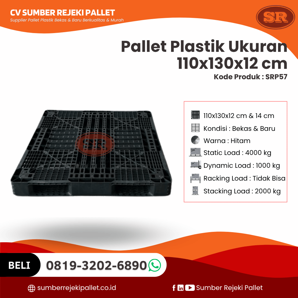 Pallet Plastik Bekas/Baru Ukuran 110x130x12 cm - SRP57