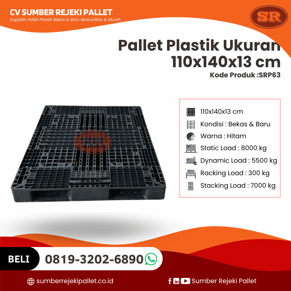 Pallet Plastik Bekas/Baru Ukuran 110x140x15 cm - SRP63